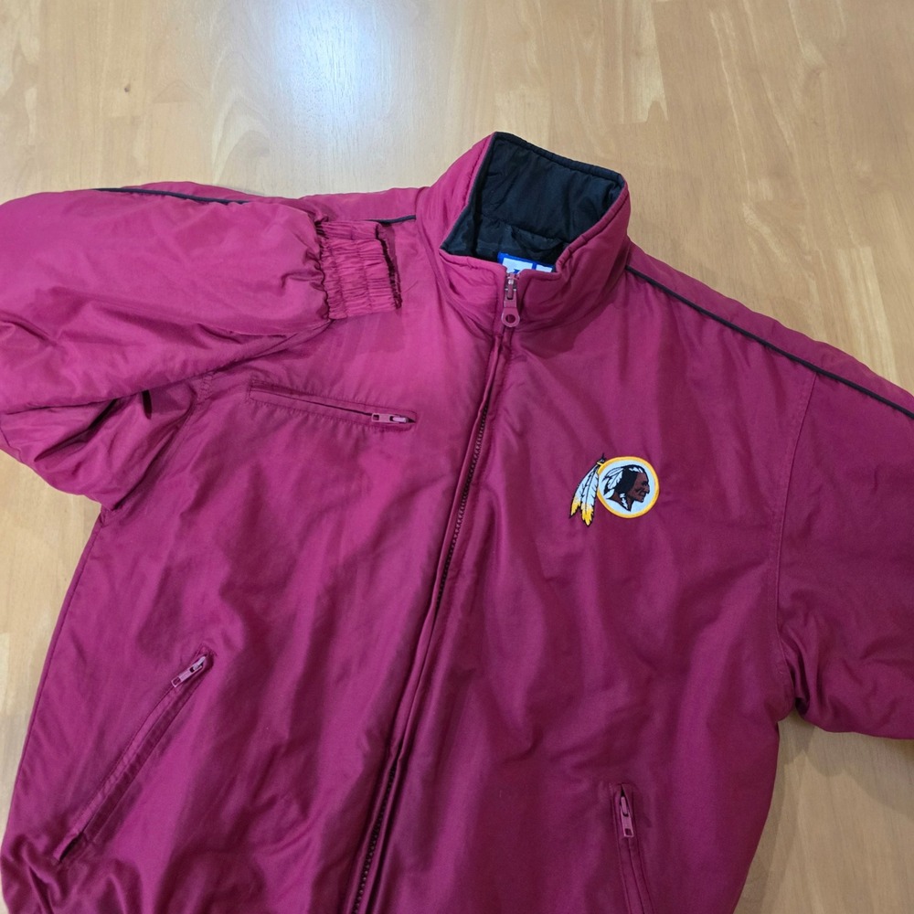 Logo Athletic Washington Redskins Jacket Quilted Mens Vintage Burgundy Medium